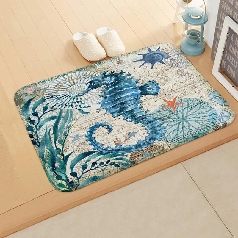 

Creative Marine Style Sea Turtle Ocean Bathroom Shower Bedroom Mat Toilet Floor Door Mat 40*60cm