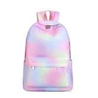 4pcslot new girls waterproof polyester school backpack rainbow color shoulder bag laptop backpack rucksack