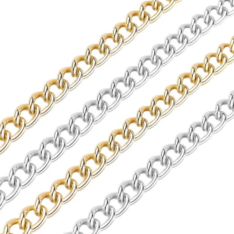 

2m/lot 13.4x9.6mm Bag Chain Bulk Chains Sliver Gold Curb Cuban Link Chain Necklaces Chains For Women Men Jewelry DIY Making