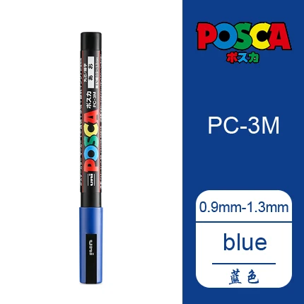 Синий 2 шт./партия Mitsubishi Uni Posca PC-3M Краска Маркер-тонкий наконечник-0,9 mm-1.3 мм 24 цвета выбор Искусство Маркер - Цвет: Синий