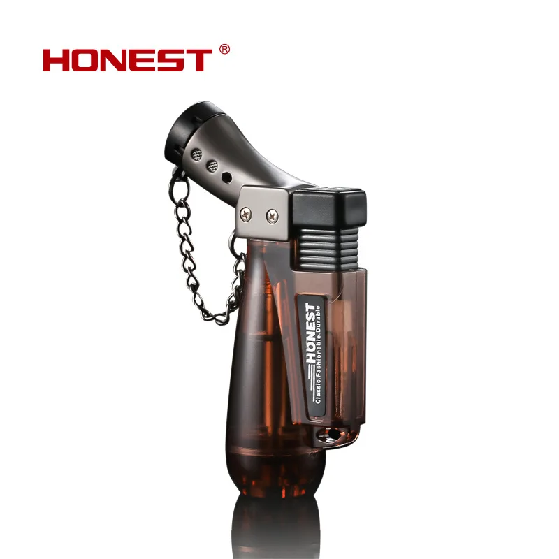 

HONEST Metal Visible Gas Lighter Butane Torch Turbo Lighter 1300C Cigar Cigarette Lighters Smoking Accessories Gadgets For Men