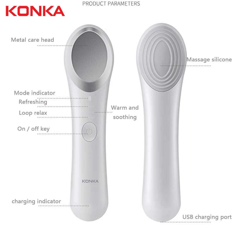 KONKA Eye Massage with 3 modes Ice Warm and Cycle 1400mAh Mini USB charging Massager for eye LED Screen Hot Massage Anti Wrinkle