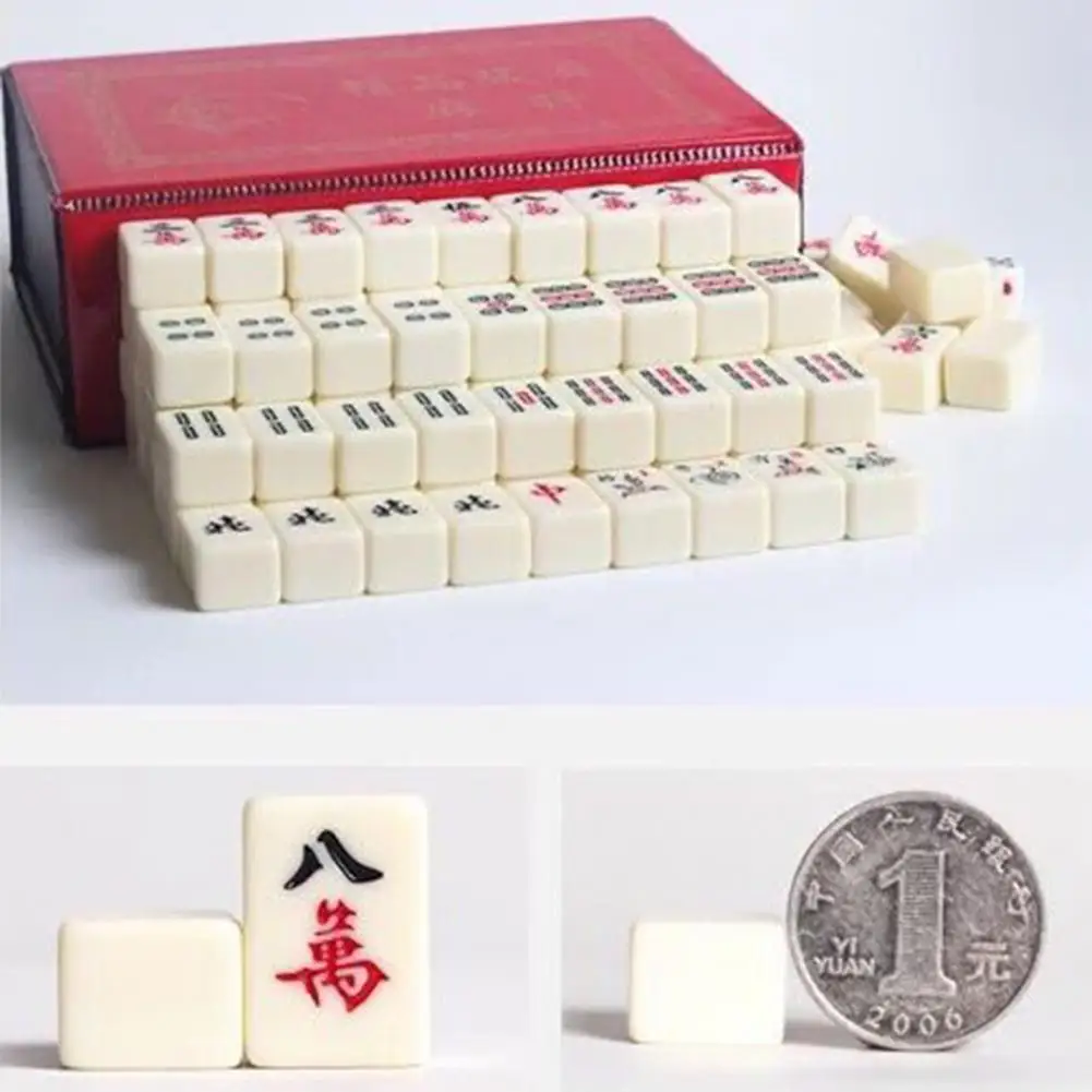 

Mahjong 144 Tiles Wear-resistant Mini Size Melamine Chinese Mahjong for Party