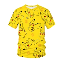 2021 new pikachu print t shirt pokemon childrens animation harajuku fashion short sleeved casual shirt childrens top tee