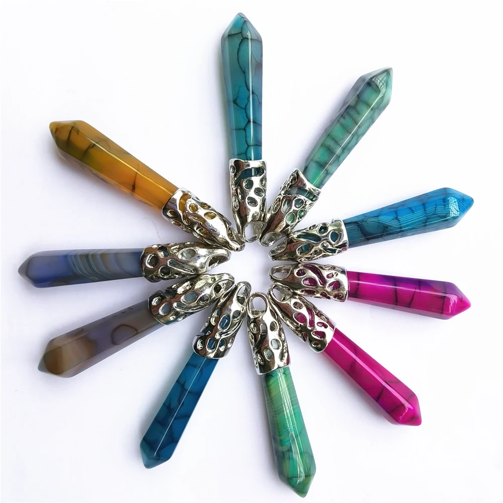 Горячая Мода хорошее качество натуральный агат камень основа Подвески Pendants10x60mm