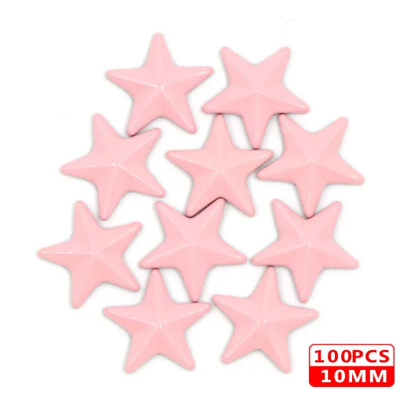 10MM Star Pink 100 шт Горячая фиксация шпильки медь звезда квадратный череп стразы железные заклепки для одежды металлические заклепки DIY панк аксессуары для одежды - Цвет: 10MM Star Pink