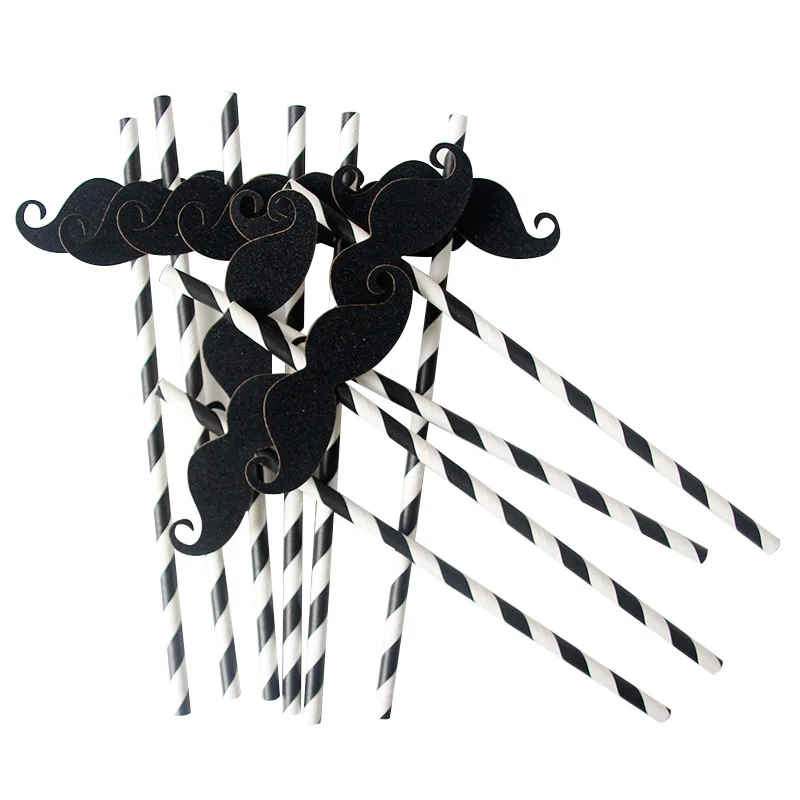10 шт./упак. экологически чистые бумажные соломинки с усами украшение коктейльное