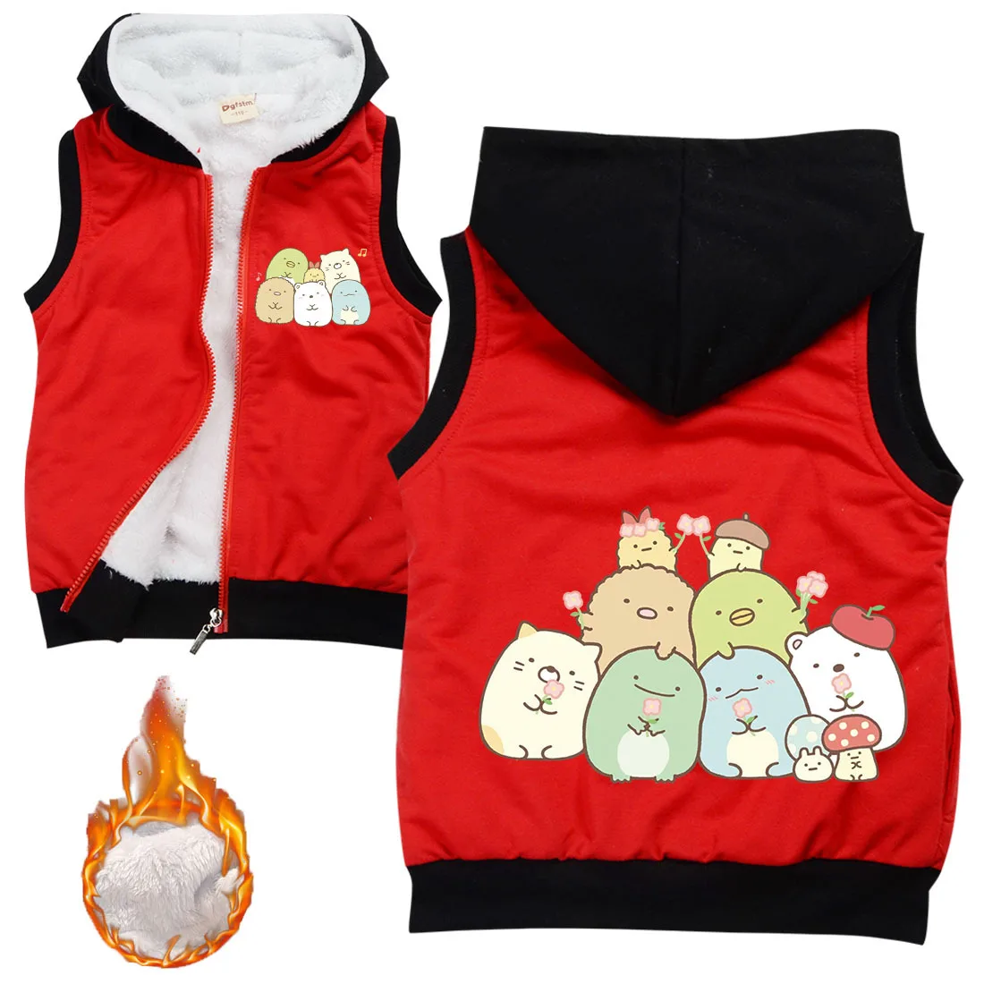 

Anime Sumikkogurashi Clothes Kids Winter Velvet Warm Vest Jacket for Girl Faux Fur Coat Children Warm Outerwear Baby Boys Parkas
