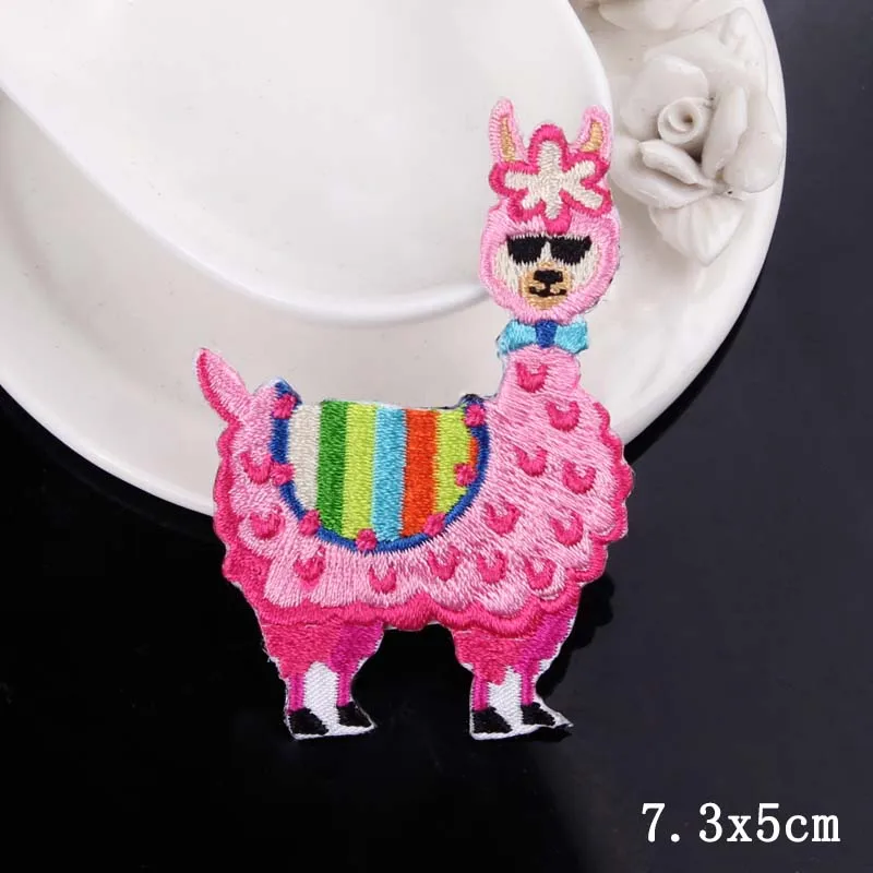 Cute Alpaca Sheep Iron On Patches For Clothing Cartoon Patch Embroidered Tshirt Fabric Sticker Applique Clothes | Дом и сад