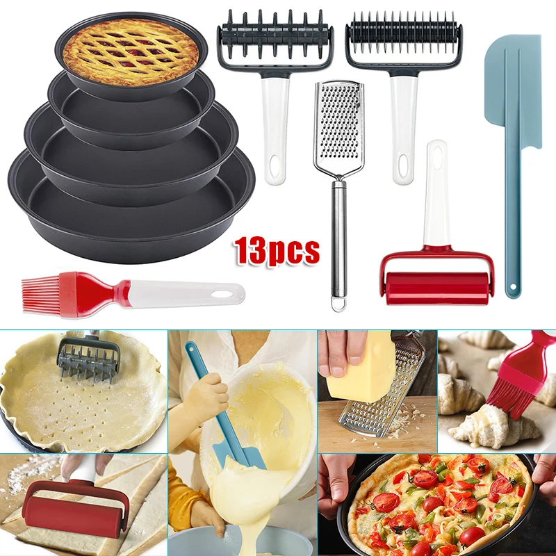 

13 Pcs Non-stick Bakeware Baking Tools Kit Rolling Pins Pizza Cutter Kitchen Utensil DC156