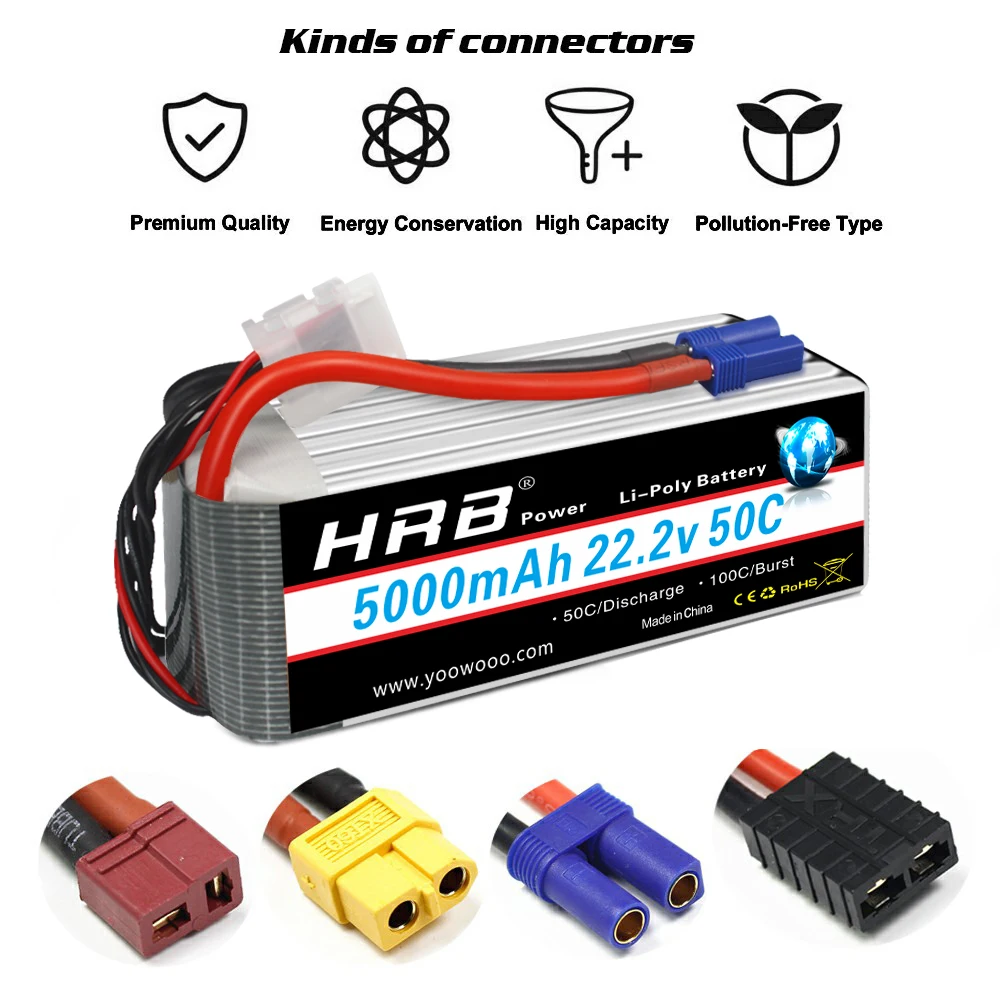 2 шт hrb 6s lipo аккумулятор 222 в 5000 мач ec5 ра