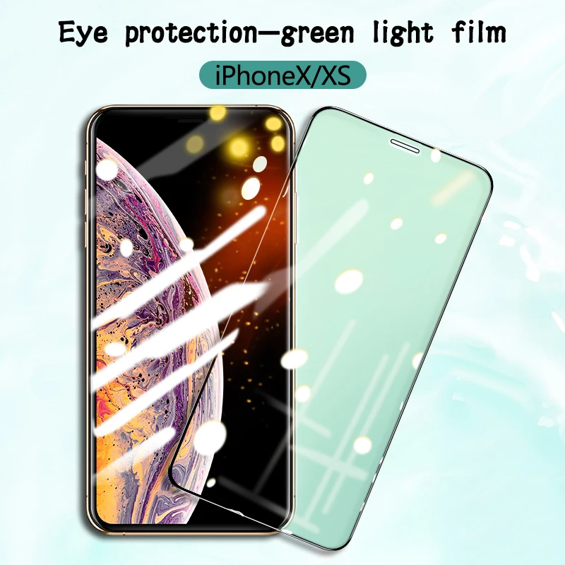 Green Light Film For iPhone X XS XR max 11 pro Chlorophyll Screen Protector Tempered Glass iPhone11 IIRROONN | Мобильные телефоны и