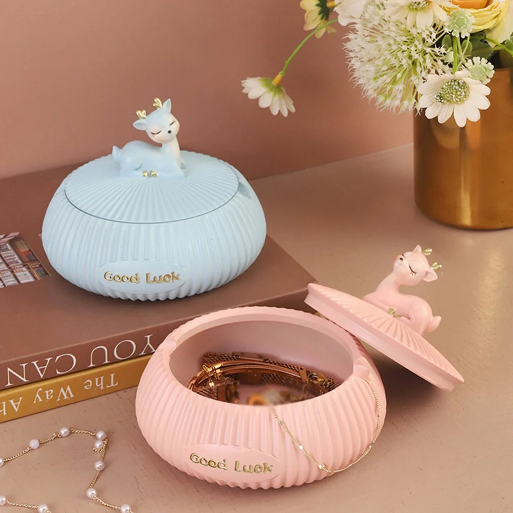 

Креативный Настольный органайзер из смолы, милая пепельница с мультяшным оленем, ожерелья, кольца, серьги, шкатулка для хранения ювелирных ...