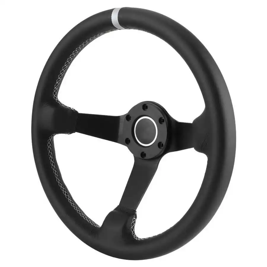 350 мм/14 дюймов для SPARCO Style 6-Bolt ГЛУБОКАЯ ТАРЕЛКА черный кожаный гоночный руль с