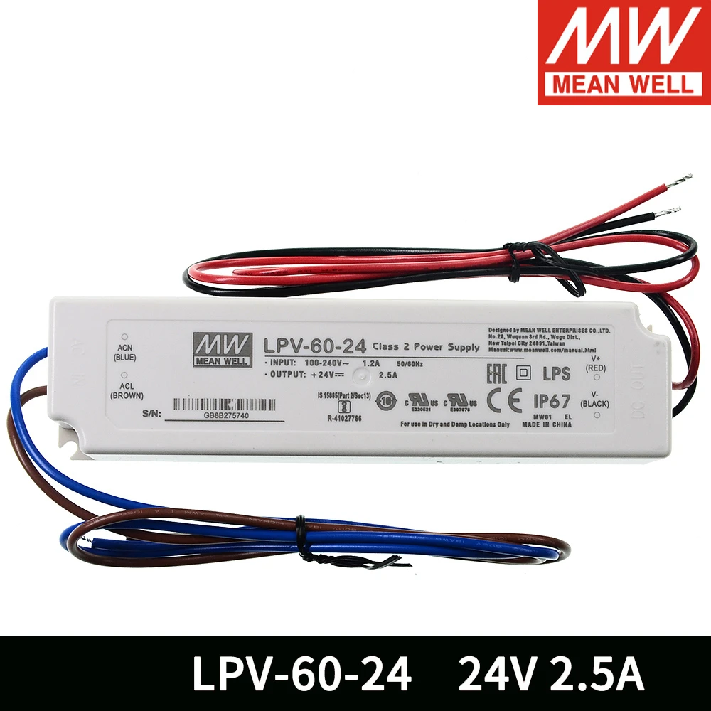Оригинальный светодиодный источник питания хорошее напряжение 24 В 60 Вт 2 5a IP67 UL CB