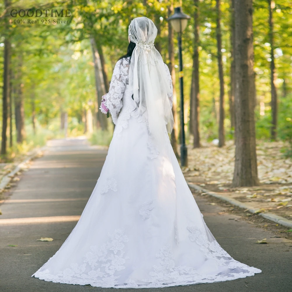 

Женская кружевная вуаль, свадебная фата аксессуары, свадебная вуаль с жемчугом и кристаллами, в церковном стиле, Цветочная вуаль для праздв...