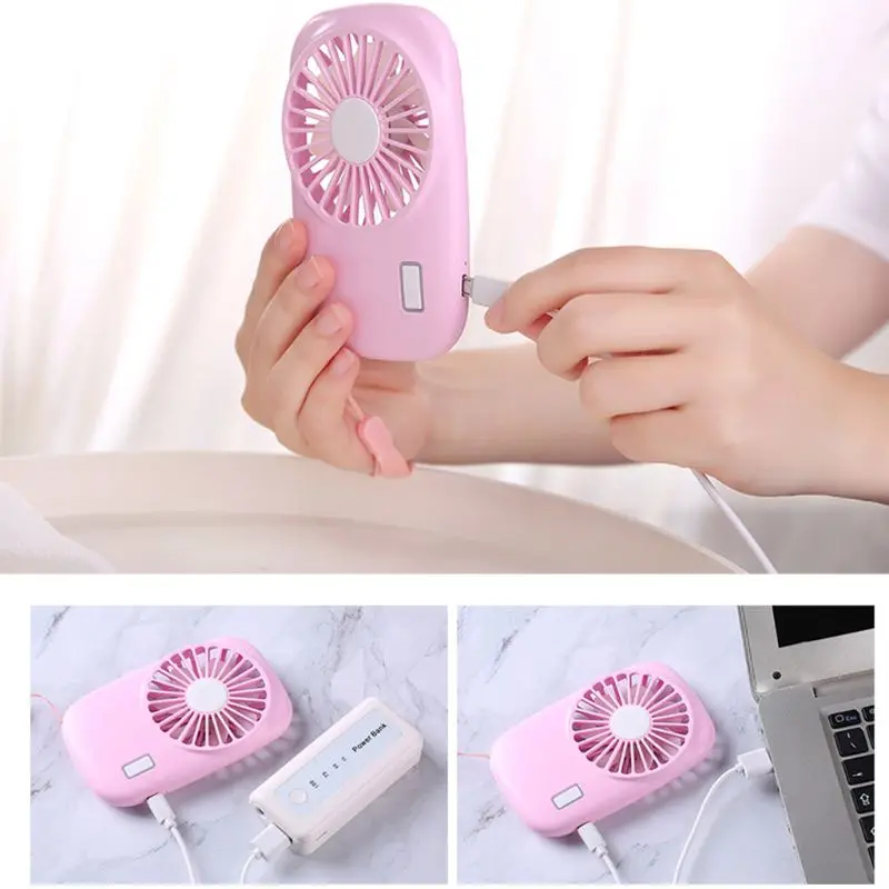 

Mini Hand Held USB Fan Portable Low Noise Rechargeable Cooler Fan for Office Dormitory Outdoor Travel