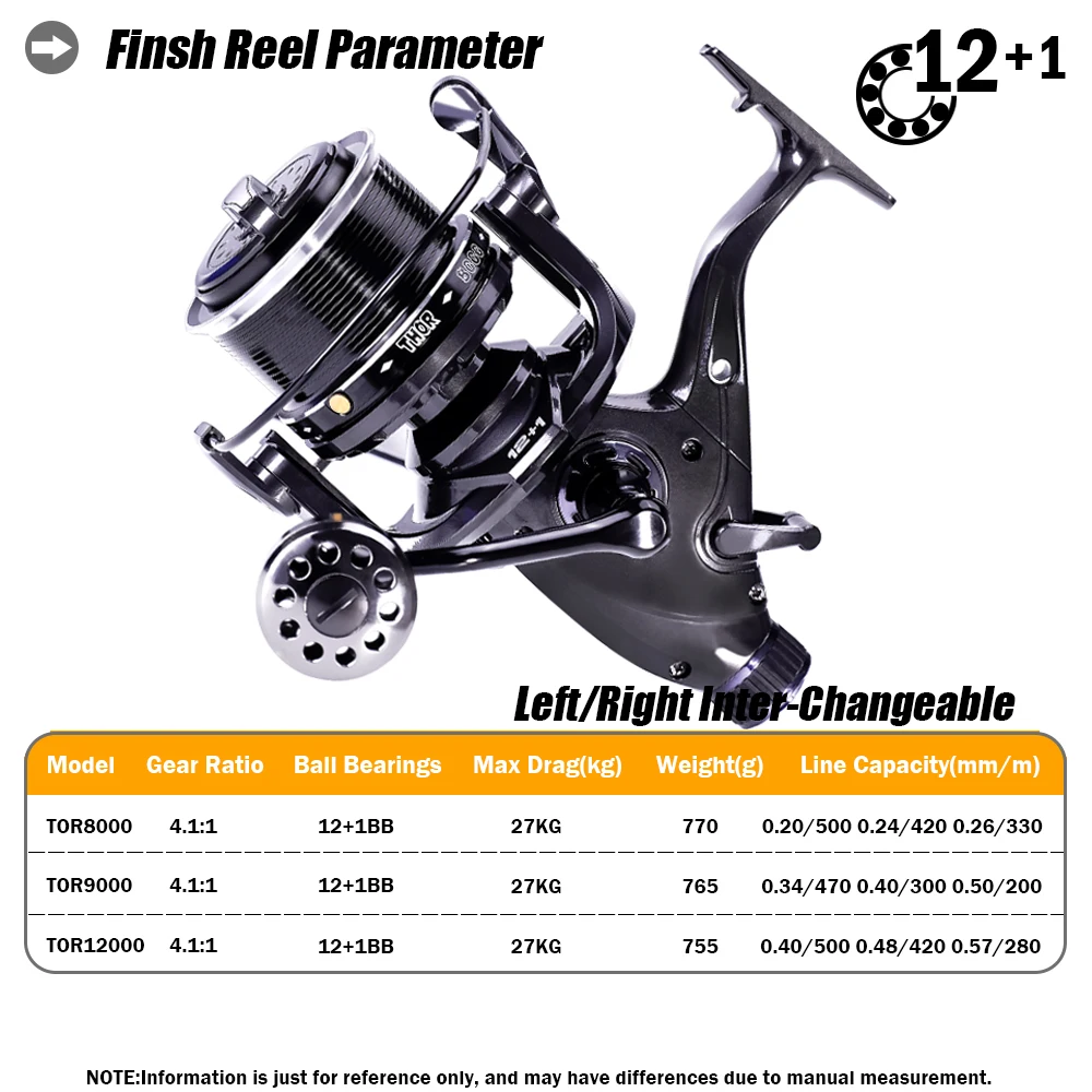 New Fishing Reel Carp Spinning Reels Max Double Drag 27kg 12+1BB Carretilha De Pesca Accesorios Mar Peche En Mer Salt/Freshwater