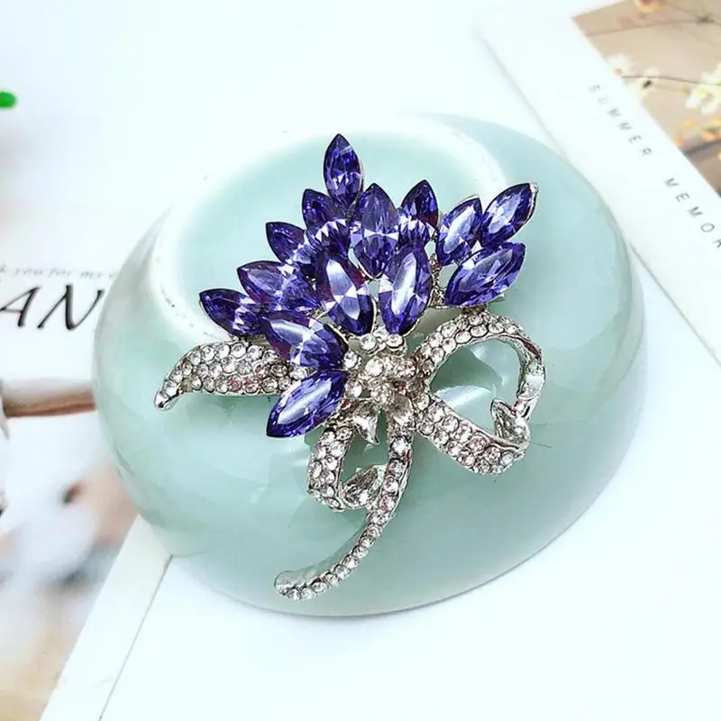 Мужская брошь в виде букета бутоньерка с кристаллами Ювелирное Украшение для