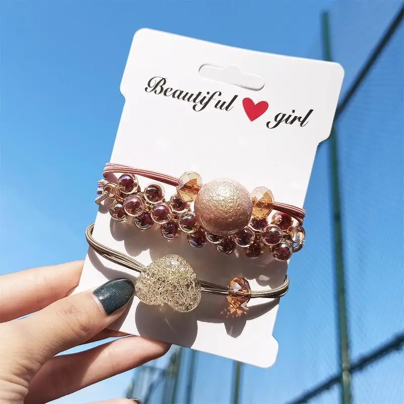 3 шт. браслет двойного назначения кольцо для волос с кристаллами и жемчугом набор