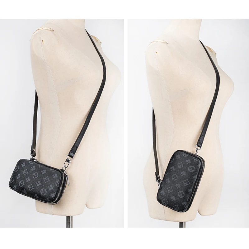 

Mobile Phone Pocket Small Shoulder Bag Women Mini Messenger Bag Double Layer Zipper Vertical Portable Crossbody Bag Sac femme