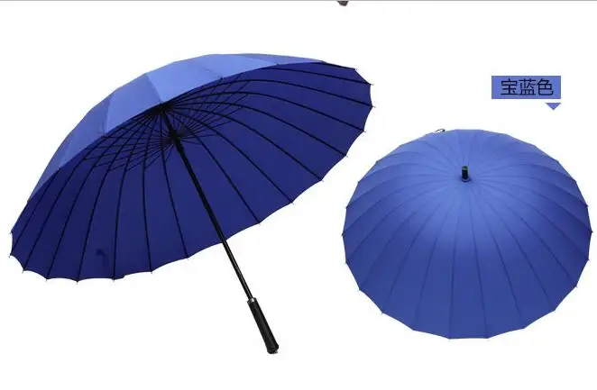 blue 24 кости зонтик Мужской Женский Мужской чувство безопасности Гольф большой зонтик длинная ручка ветрозащитный большой - Цвет: blue