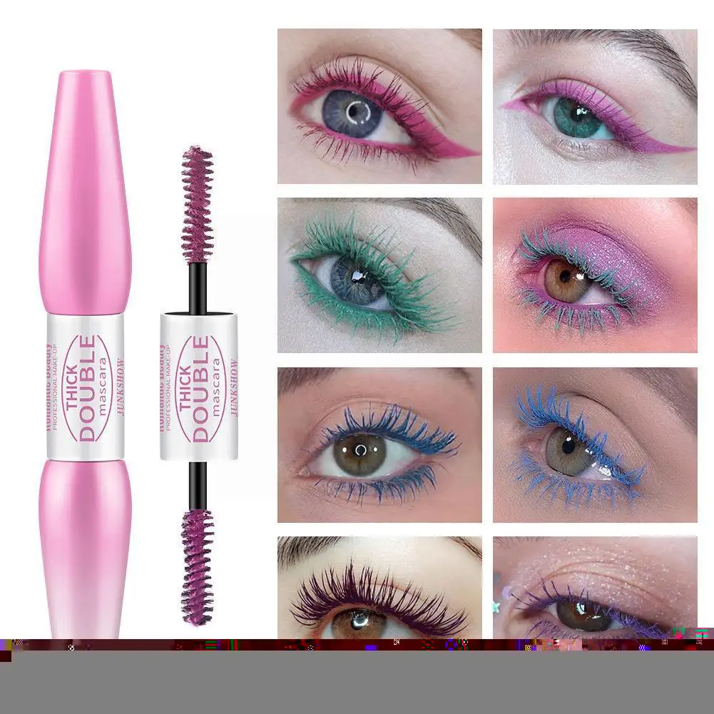 

Fashion Romantic Beauty Double-head Color Mascara Liquid Makeup Moisturizing Waterproof Eyelashe Hot Mascara Eye Curling Se G3P1