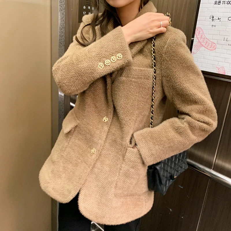 

Chic Korean Coats And Jackets Women Office Lady Jackets Thick Solid Notched Elegant Mujer Chaqueta 2020 Autumn Winter Jacket