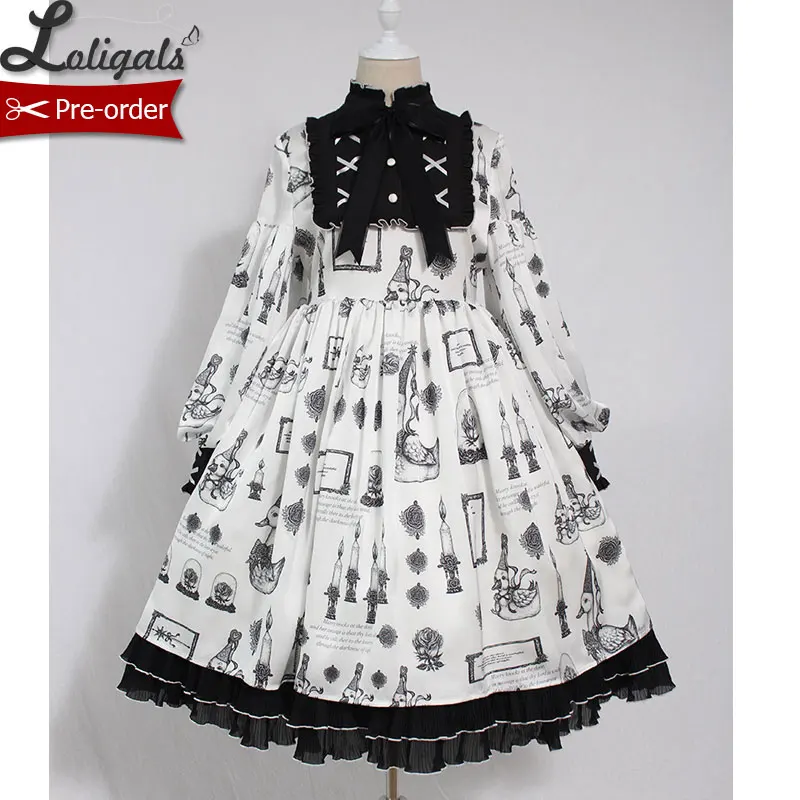 Аллилуйя ~ в винтажном стиле с длинным рукавом Лолита платье цветочном принте