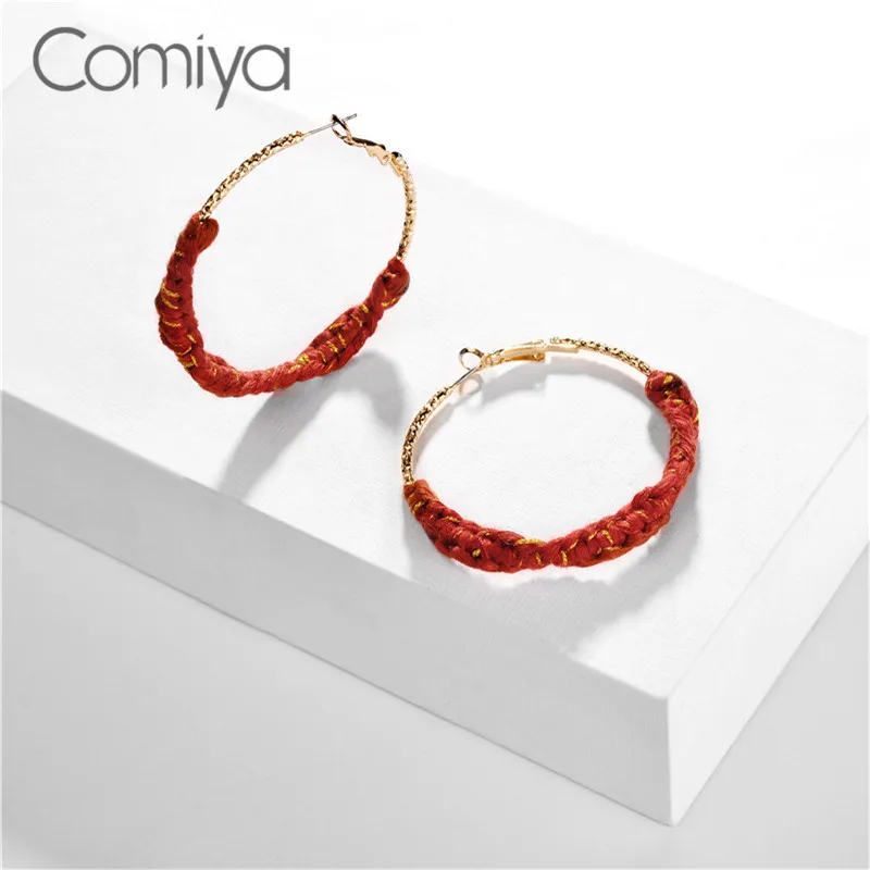Comiya Korean Dangle Earrings Gold Color Zinc Alloy Aros Cotton Rope Brinco Jewelry Indian Accessoreis Feminino Earring | Украшения и