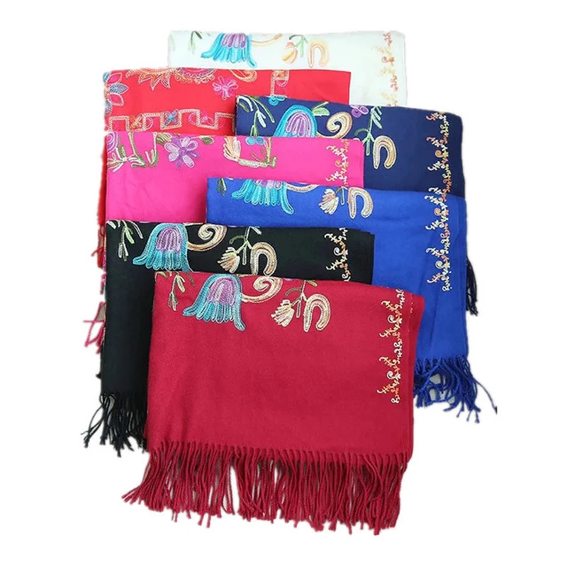 Длинные шали модные серые палантины толстые теплые женские осенние шарфы с