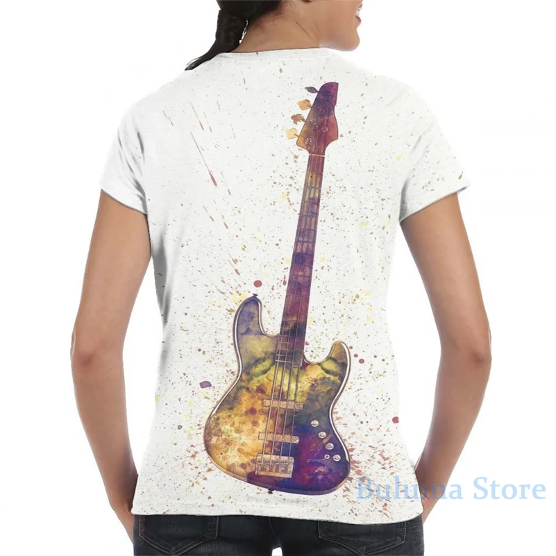 Электрическая бас-гитара абстрактная акварель Мужская футболка женская