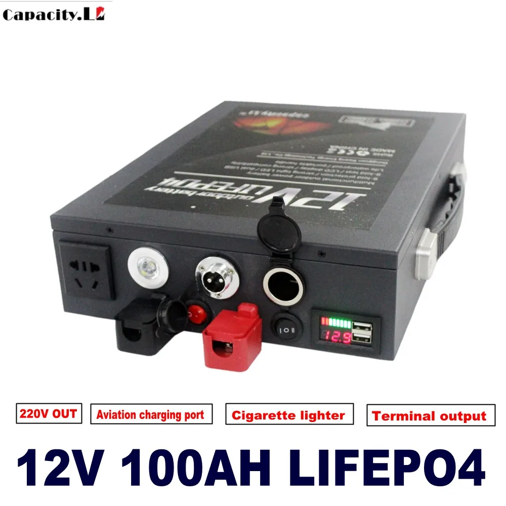 12v 100ah lifepo4 литий железо 12 8 v 70ah Перезаряжаемые Батарея с BMS и прикуриватель для РВ