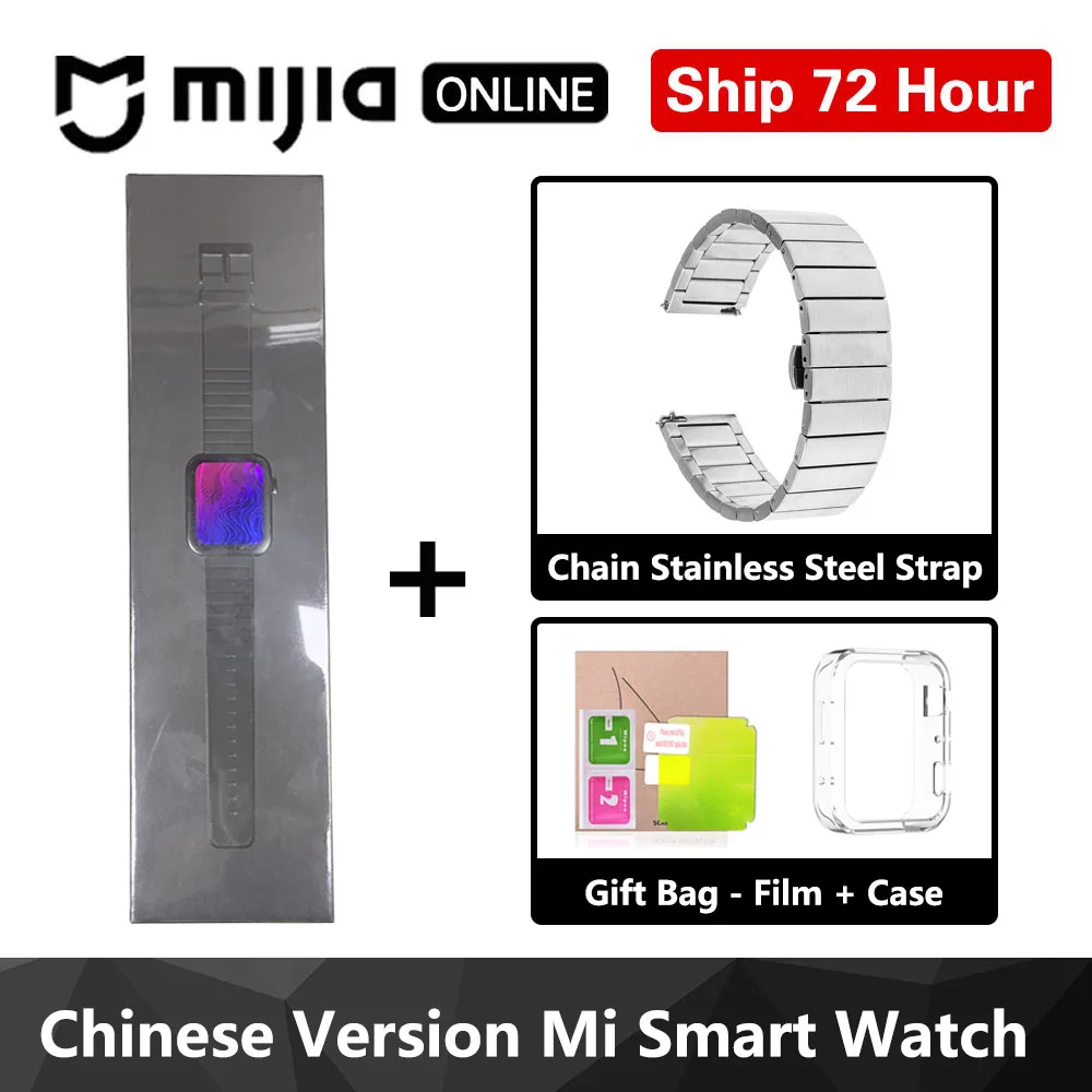 Black with Strap Xiaomi Mi Смарт-часы gps NFC wifi ESIM PhoneCall браслет Android наручные часы Спорт Bluetooth фитнес монитор сердечного ритма трекер - Цвет: Black with Strap