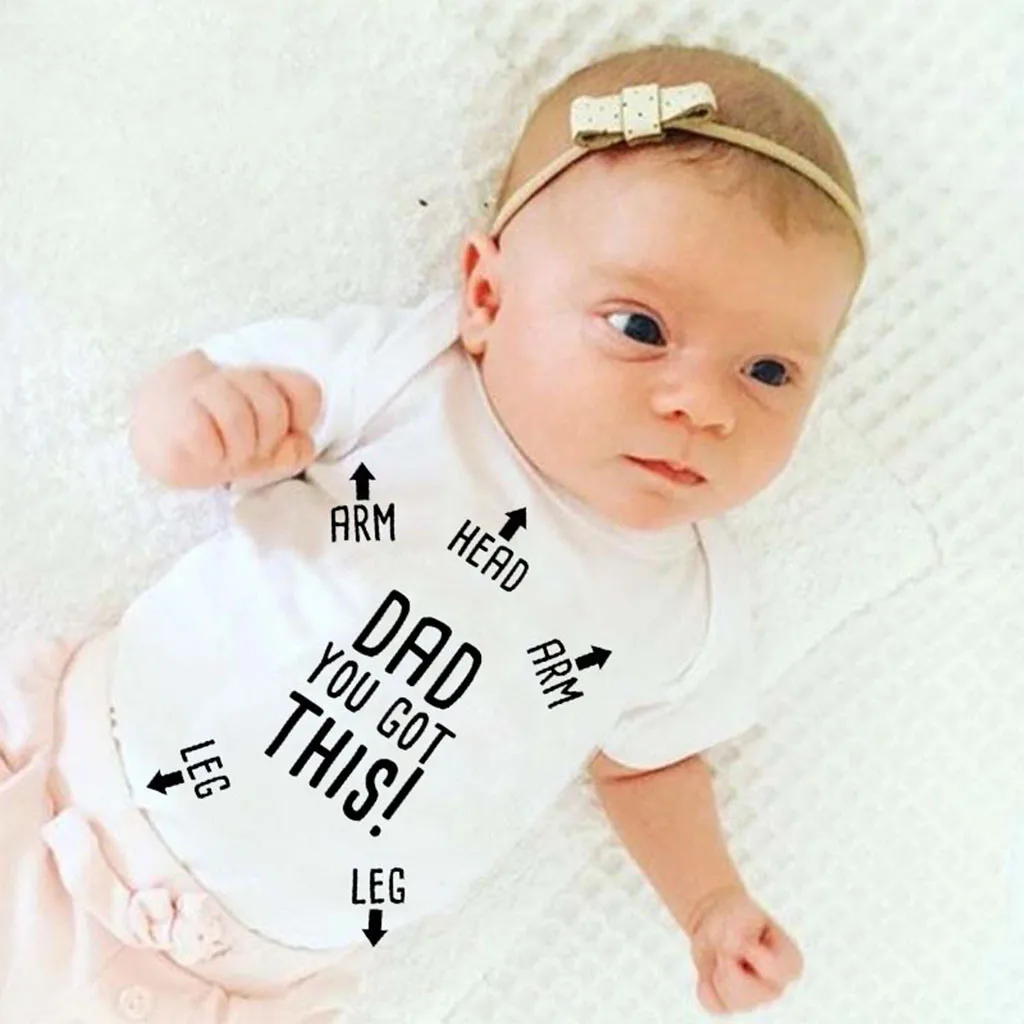 Children's Round Neck Printed Letter Short Sleeve Baby Romper con cuello redondo y estampado April 15th #| |