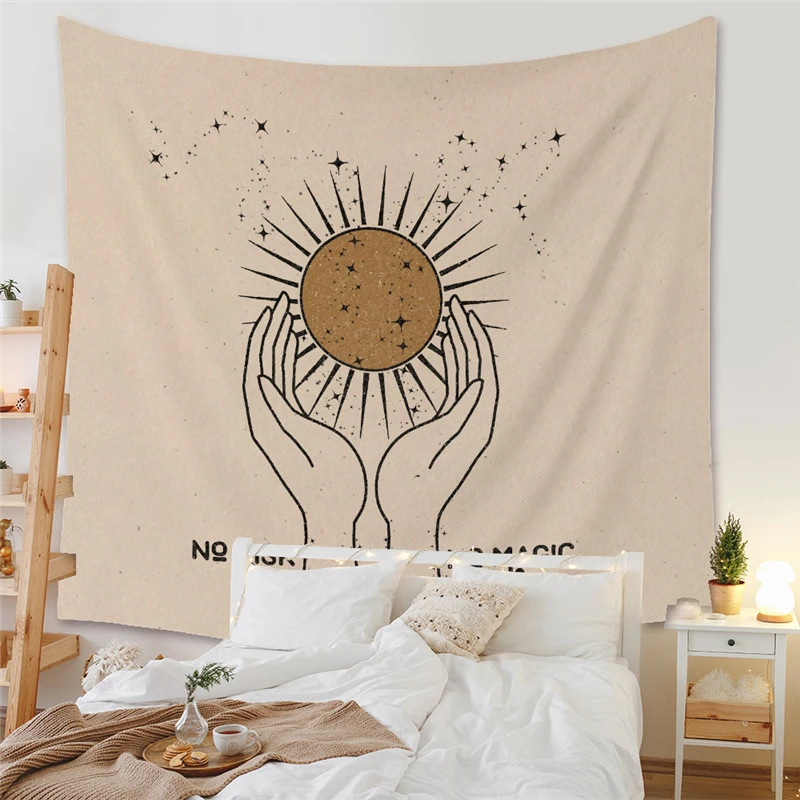 

Simple Style Painting Style Tapestry Warm Color Background Cloth Bohemia Home Decoration Wall Hanging Fabric for Bedroom Dorm