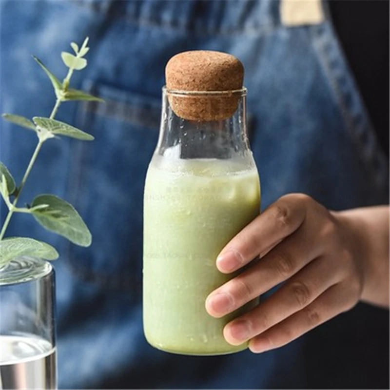 

Japanese style cork glass storage bottle storage jar transparent juice bottle milk bottle household storage bottle cold brew tea