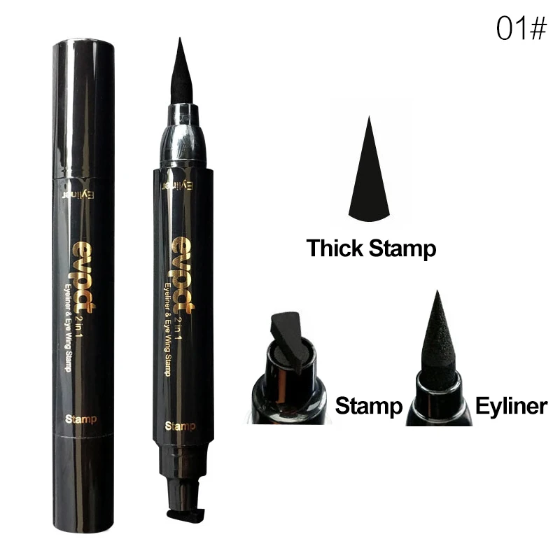 1pc Professional Makeup Black Eye Liner Liquid Pencil Quick Dry Waterproof Double-ended Stamps Wing Eyeliner |