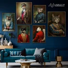 Картина из парусины абстрактные постеры с животными HD среднего возраста кошка собака джентльмен Картина гостиная настенные художественные принты декоративные картины Классическая прикроватная картина большого размера