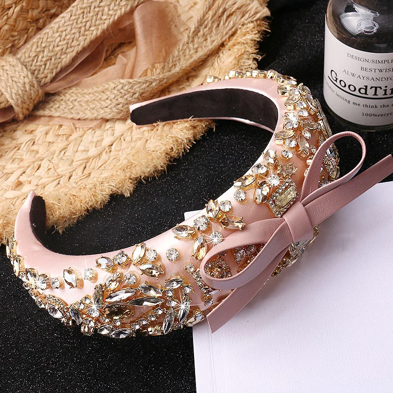 Luxury Full Diamond Baroque Headbands Crystal Rhinestones Personality Party Show Dance Crown Bowknot Turban Headdress Headwear