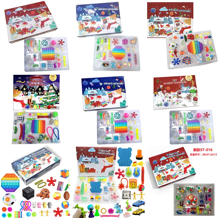 

21style 24 Fidget Toys Pack Antistress Simple Dimple Mystery Box Advent Calanders Surprise Christmas Gift Box 2022 Novelty Gifts