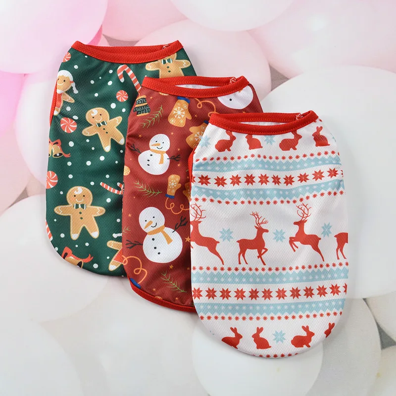 

Pet Dog clothes for small dog cat roupa dog Christmas cartoon pet vest Spring Summer pets Clothes Teddy Chihuahua clothing