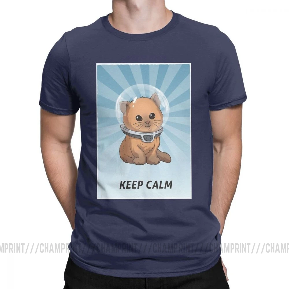 Винтаж Subnautica Keep Calm майки котенок для мужчин чистый хлопок футболки игры море Левиафан жнец Дайвинг рыба короткий рукав тройник - Цвет: Тёмно-синий