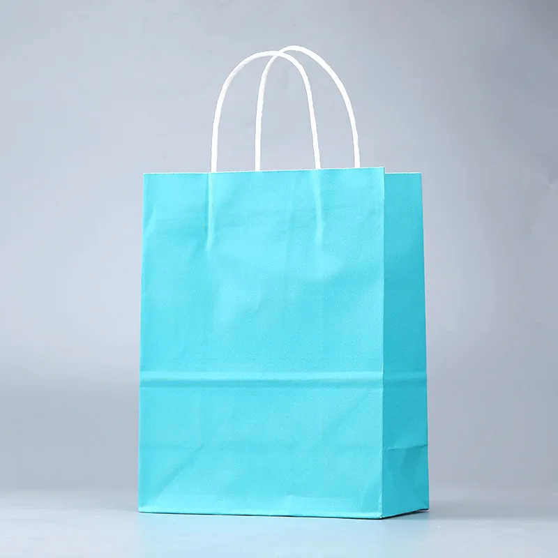 

10Pcs 21x15x8cm DIY Multifunction Recyclable Paper Bag With Handles Colorful cowhide styles Festival Gift Kraft Bag Shopping