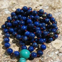 8mm lapis lazuli turquoise 108 beads gemstone mala necklace energy pray unisex gemstone buddhism meditation wrist monk wristband