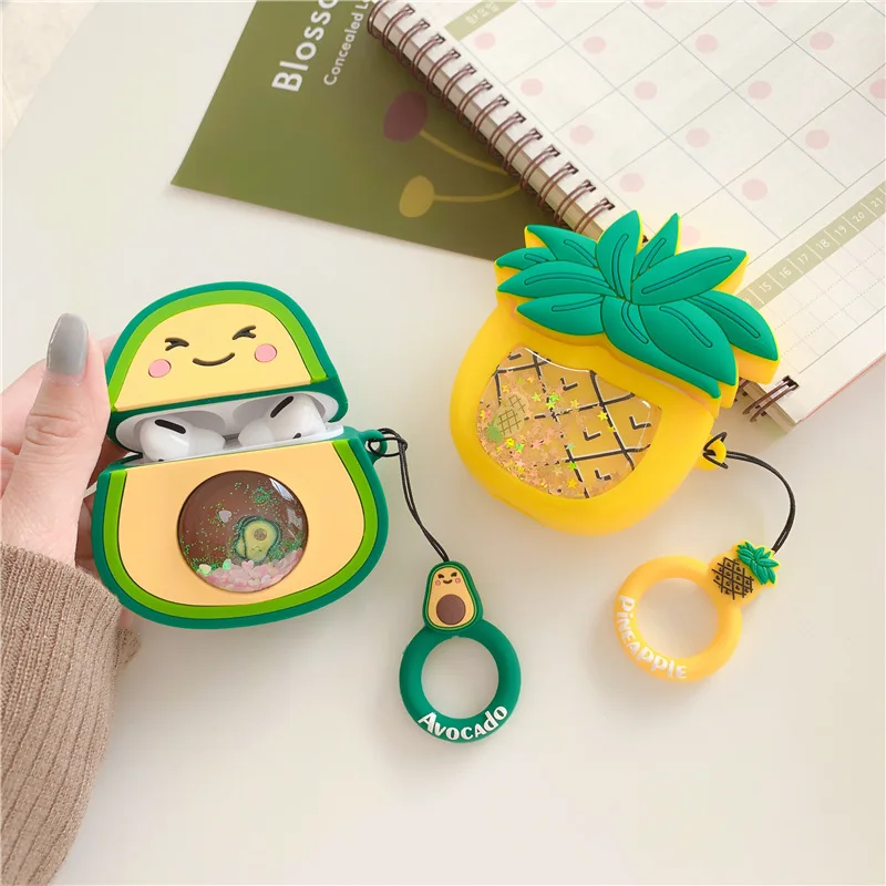

Cartoon Case for AirPods pro Glitter Cute Cover Silicone Bluetooth Earphone Protective Case for Apple Airpods Pro Fruit Avocado