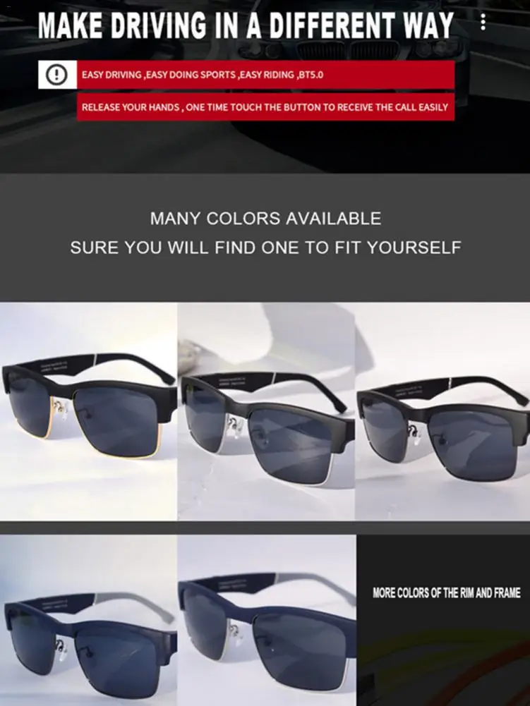 저렴한 스마트 안경 무선 블루투스 헤드셋 안경 자동차 선글라스, 블루투스 이어폰 전화 및 음악 듣기