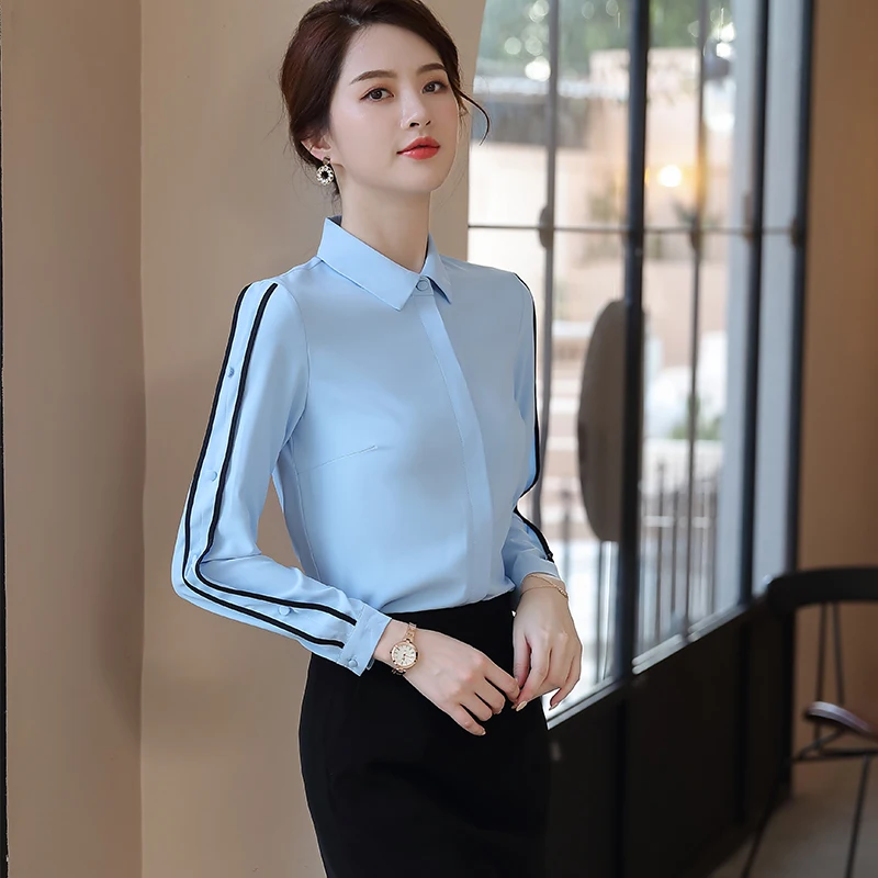 Полосатые рубашки Lenshin для женщин блузка высокого качества с рабочей одеждой