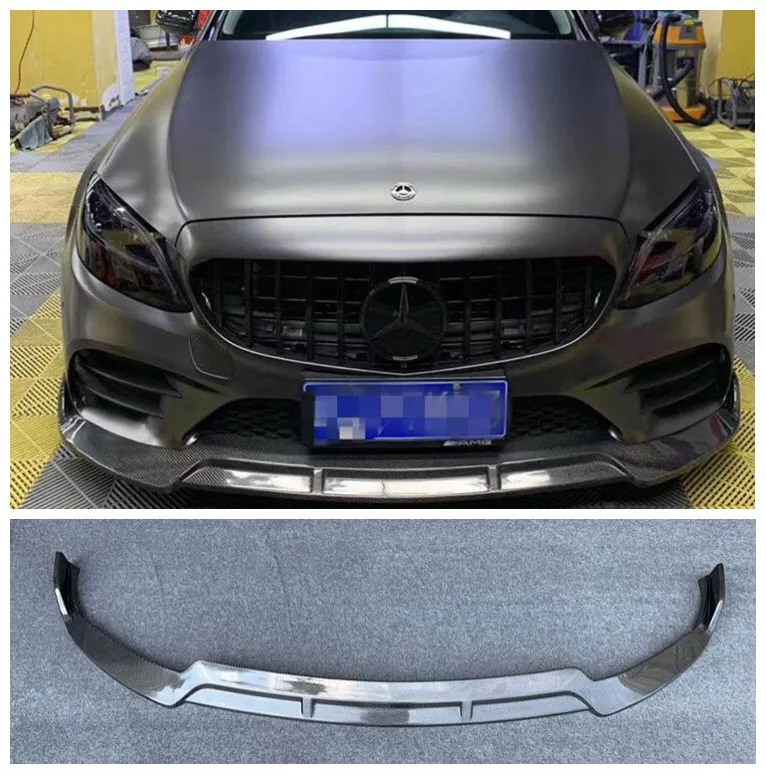 

high quality Carbon Fiber Front Lip Protector Fits For Mercedes-Benz C-Class C200 C260 C43 W205 2019 2020 2021