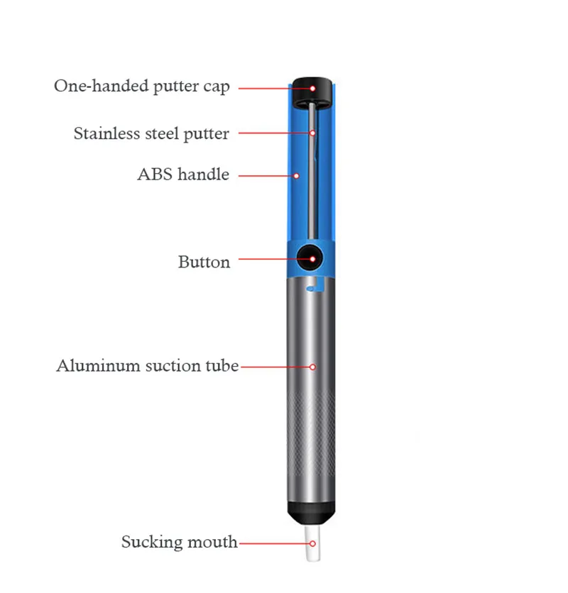 1Pc Blue Durable Removal Device Vacuum Soldering Semi Aluminium Metal Desoldering Pump Tool Iron Desolder Hand Welding Tools | Инструменты